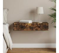 Ziaphsol Table d'appoint murale en chêne fumé avec espace de rangement intégré et tiroir pour une vie moderne, idéale pour le salon, la chambre, le bureau et le couloir, peu encombrant