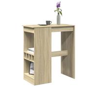 Ziaphsol Table de bar, avec étagère, chêne Sonoma, 90 x 47,5 x 103,5 cm, matériau en bois robuste, pour cuisine et salle à manger, table mange-debout polyvalente avec 4 porte-bouteilles