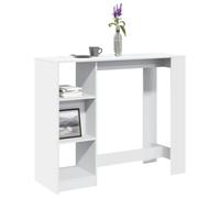 Ziaphsol Table de Bar Blanche 124x46x103,5 cm en Bois d'ingénierie Meuble Polyvalent pour Salle Salon Cuisine avec 4 Compartiments de Rangement capacité 80 kg idéal pour séjour Famille Convive