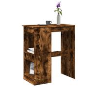 Ziaphsol Table de bar, mange-debout en bois de chêne fumé, avec étagère intégrée et 4 porte-vin, 90 x 47,5 x 103,5 cm, polyvalente, pour cuisine, salle à manger, durable, facile d'entretien