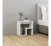 Ziaphsol Table de chevet blanc brillant 40 x 30 x 40 cm, matériau bois pour chambre à coucher, élégante table d'appoint avec étagère, idéale comme console de chevet dans le salon.