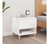 Ziaphsol Table de chevet blanc brillant, 50 x 46 x 50 cm, matériau dérivé du bois pour chambre à coucher, table d'appoint pratique avec espace de rangement, partie supérieure stable