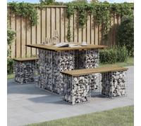 Ziaphsol Table de jardin au design gabion 100 x 102 x 72 cm en bois de pin résistant aux intempéries et acier galvanisé pour jardin, terrasse, balcon, extérieur, barbecue, peu encombrant et stable