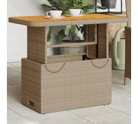 Ziaphsol Table de Jardin Beige 90x55x71 cm en résine tressée et Bois d'acacia avec Plateau réglable pour Repas extérieur terrasse Balcon Patio mobilier Robuste