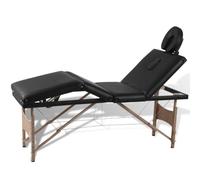Ziaphsol Table de massage pliable 4 zones avec structure en bois noir, rembourrage de 30 mm, hauteur réglable de 59 à 81 cm, sac de transport pour salon, spa et studio de tatouage