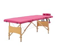Ziaphsol Table de massage pliable 4 zones avec structure en bois, rose, rembourrée, mousse de 30 mm, réglable de 59 à 81 cm, sac de transport, table de massage pour pratique, spa, bien-être et soins