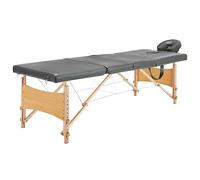 Ziaphsol Table de massage pliable en bois avec 4 zones, anthracite, 186 x 68 cm, rembourrage de 3 cm, hauteur réglable, avec appui-tête, accoudoirs et sac de transport pour pratique, salon et spa
