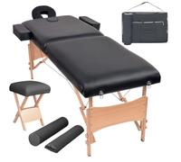 Ziaphsol Table de massage pliante 2 zones avec tabouret, table de massage et chaise longue de traitement en cuir synthétique, rembourrage de 10 cm, sac de transport pour cabinet, salon, spa et soins