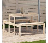Ziaphsol Table de Pique-Nique en Bois Massif de pin pour extérieur 110x134x75 cm, Robuste, Design à Lattes, pour Jardin, terrasse, Patio, Repas, dîner, mobilier, Support Pot Plante, Rangement