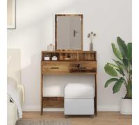 Ziaphsol Table de Toilette en Bois Ancien avec Tiroirs, Grand Modèle 79x41x140 cm, Miroir Plat, Rangement Organisateur pour Chambre, Style Contemporain et Élégance Durable