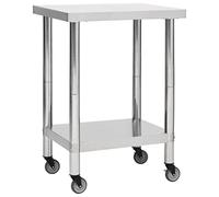 Ziaphsol Table de Travail en INOX avec Roues 60x30x85 cm pour Restauration Cuisine Professionnel Restaurant Traiteur Bar café Cantine hôtel Brasserie
