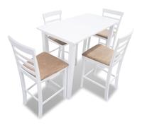 Ziaphsol Table haute et 4 tabourets de bar en bois blanc, ensemble de salle à manger avec placage en bois MDF véritable et bois d'hévéa, 110 x 60 x 90,8 cm, pour cuisine, salle à manger, peu