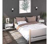 Ziaphsol Tables de Chevet murales 2 pcs Blanc, Moderne, en Bois d'ingénierie, pour Chambre, Salon, dortoir, avec capacité 50 kg, Design Mural, Rangement, étagère, Meuble Suspendu