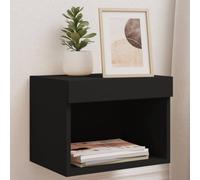 Ziaphsol Tables de Chevet murales Noires avec lumières LED RVB 2 pièces, Design Moderne, Support Pratique, Rangement Compact, Fixation Murale pour Chambre ou Salon