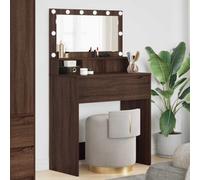Ziaphsol Tables de Maquillage pour Chambre Chêne Brun 80 x 39,6 x 135 cm avec Miroir, tiroirs spacieux, éclairage LED Moderne, Chargeur sans Fil