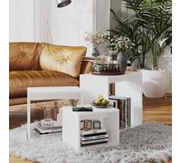 Ziaphsol Tables gigognes 3 pièces Blanches en aggloméré pour Salon Chambre entrée avec Rangement et Support Pratique pour canapé Chevet Bout de canapé Console guéridon Meuble