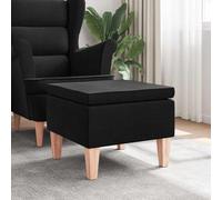 Ziaphsol Tabouret avec pieds en bois, tissu noir, rembourré, 52 x 52 x 42 cm, portable et peu encombrant, siège pour salon, couloir, jardin, balcon, terrasse