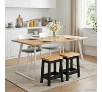 Ziaphsol Tabouret de Bar EKAI 2 pcs Noir en Bois de pin Massif Style Industriel Hauteur 45,5 cm pour Cuisine Salon comptoir bistrot Salle à Manger Robuste