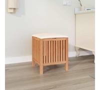 Ziaphsol Tabouret de Salle de Bain en Bois Massif de Noyer 40,5x40x52 cm avec Panier à Linge intégré, siège Confortable, Rangement Pratique, Ventilation optimale, Coussin Souple, idéal pour Chambre