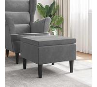 Ziaphsol Tabouret rembourré en velours gris foncé avec pieds en bois, 52 x 52 x 42 cm, peu encombrant, pour salon, couloir, cuisine, balcon, portable comme repose-pieds et siège