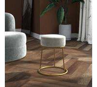 Ziaphsol Tabouret rond gris clair avec rembourrage en velours et structure en fer, 30 x 38 cm, peu encombrant, comme tabouret pour couloir et salon, stable et décoratif pour une maison moderne