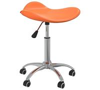 Ziaphsol Tabouret roulant de coiffeur orange en cuir synthétique, 44 x 44 x 46 à 57 cm, 110 kg, chaise pivotante à 360 degrés avec roulettes, hauteur réglable pour salon de coiffure, salon de coiffure