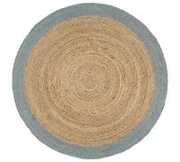 Ziaphsol Tapis de sol en jute fait à la main avec bordure vert olive 210 cm - Revêtement de sol polyvalent pour salon, chambre à coucher, couloir, extérieur, balcon - Aspect bohème moderne et vintage