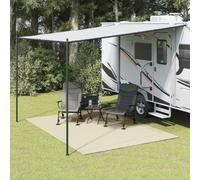 Ziaphsol Tapis de tente crème 3 x 2,5 m en maille polyester avec revêtement en mousse PVC, antidérapant, pliable, résistant aux UV, pour camping, caravane et auvent, tapis de sol