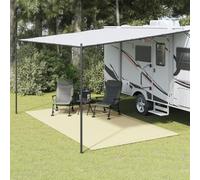 Ziaphsol Tapis de tente crème 4,5 x 2,5 m en maille polyester avec revêtement en mousse PVC, bâche de sol antidérapante pour auvent, caravane, camping, intérieur, pliable, résistant aux UV, robuste