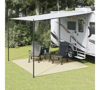 Ziaphsol Tapis de tente crème 4 x 3 m en maille polyester avec revêtement en mousse PVC, tapis de sol antidérapant pour caravane, auvent, camping, randonnée et intérieur