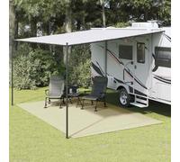 Ziaphsol Tapis de tente crème 6 x 3 m en maille polyester avec revêtement en mousse PVC, bâche de sol antidérapante, tapis pliable pour tente, caravane, auvent, camping et voyages