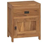 Ziaphsol Teck Massif Bedside Table 40x30x50 cm Rustic Finish Colonial Style Nightstand with Drawer and Storage for Bedroom Living Room Modern Vintage Decor