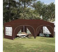 Ziaphsol Tente de fête Pop-up 575 x 288 x 245 cm Marron Tissu Oxford résistante aux intempéries avec réglage en Hauteur pour événements extérieurs Jardin Patio Mariage et rassemblements