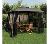 Ziaphsol Tente de réception avec double toit et parois en filet, cadre en acier résistant aux intempéries, 2,93 x 2,93 m, protection UV, protection contre la pluie, le vent pour terrasse, jardin