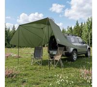 Ziaphsol Tente de voiture avec toit vert olive, 350 x 250 cm, polyester et acier, pliable, pour camping, randonnée, festival, ventilation et protection contre les intempéries dans le jardin