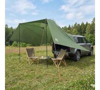 Ziaphsol Tente de voiture verte avec toit en polyester et acier 350 x 250 cm pliable pour extérieur, camping, randonnée, trekking, festival, ventilation, protection pour voiture dans le jardin et
