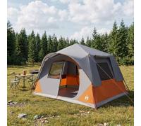 Ziaphsol Tente Igloo dôme familiale avec Toit Gris et Orange 365 x 380 x 200 cm, abri Portable pour Camping, randonnée, Festival ou Plage, Facile à Monter, résistante et ventilée