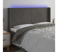 Ziaphsol Tête de lit à LED Gris foncé 163x16x118/128 cm en Velours avec Bande LED découpable et Support, pour Chambre à Coucher, décoration Moderne, Confort Lecture, réglable, Support Dorsal