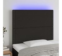 Ziaphsol Tête de lit à LED Noir 90x5x118/128 cm en Tissu avec Bande LED découpable et réglable pour Chambre à Coucher Moderne, Support Confort, décoration Murale, Facile à Monter