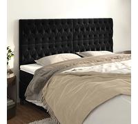 Ziaphsol Tête de lit en velours noir 200 x 7 x 118/128 cm, réglable en hauteur, tissu d'ameublement doux, pieds en bois stable, design classique, tête de lit pour chambre à coucher, tête de lit