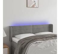 Ziaphsol Tête de lit LED gris clair 147 x 16 x 78/88 cm, en velours, réglable en hauteur, avec bande LED découpable, pour chambre à coucher, lecture confortable et regarder la télévision