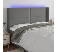 Ziaphsol Tête de lit LED gris foncé 183 x 16 x 118/128 cm, housse en tissu, hauteur réglable, avec éclairage coloré, pour chambre à coucher, design moderne, respirante et durable
