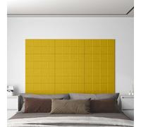 Ziaphsol Tête de lit Murale en Velours Jaune 12 pcs 60 x 30 cm pour Chambre Moderne décoration Murale avec Rembourrage en Bois reconstitué, Design rectangulaire, Fixation Facile
