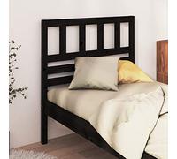 Ziaphsol Tête de lit Noir en Bois Massif de pin 106 x 4 x 100 cm, Panneau Dossier pour Cadre sommier Chambre Couchage Decor Protection Mural, Appui Lecture et Renovation