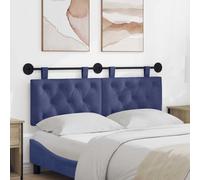 Ziaphsol Tête de lit suspendue avec lumière LED bleu police velours pour chambre à coucher et salon, panneau mural, panneau rembourré, dossier, fixation murale, design moderne, durable, facile