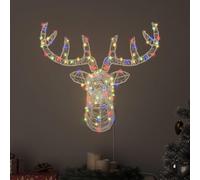 Ziaphsol Tête de renne décorative avec 140 lumières LED chaudes, acrylique, multicolore, 68 x 36,5 x 62,5 cm, fonctionnement USB, décoration de Noël à suspendre pour fenêtre et véranda
