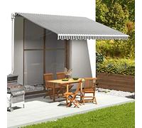 Ziaphsol Tissu de Remplacement pour Store banne Anthracite et Blanc, auvent 4,5 x 3 m en Polyester 100%, Toile pergola rétractable résistante UV et intempéries pour terrasse, Balcon, Jardin, Patio