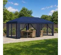 Ziaphsol Toit de tonnelle avec parois latérales, 6 x 3 m, bleu, polyester 190 g/m², imperméable, résistant aux intempéries, protection UV, protection contre la pluie pour jardin, terrasse, extérieur