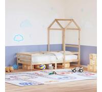 Ziaphsol Toit pour lit d'enfant en pin massif 118 x 70 x 176,5 cm non traité avec côté ouvert pour accessoires de lit d'enfant, aire de jeu, assemblage requis