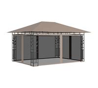 Ziaphsol Tonnelle avec moustiquaire - 4 x 3 x 2,73 m - Taupe - 180 g/m² - Acier revêtu par pulvérisation - Polyester - Protection UV - Résistant aux intempéries - Pour jardin, terrasse, extérieur